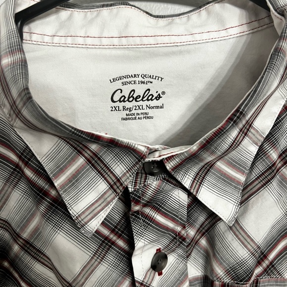 Cabelas Long Sleeve Button Shirt Mens 2XL Plaid Multicolor 100% Pima Cotton - Picture 2 of 5